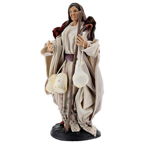 Neapolitan Nativity figurine, woman with caciotta cheese, 18 cm 3