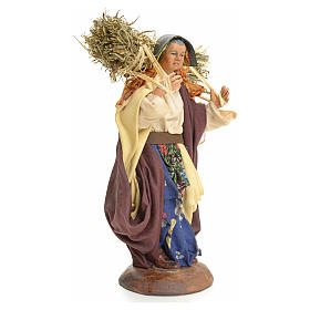 Neapolitan Nativity figurine, woman with straw bundle, 18 cm