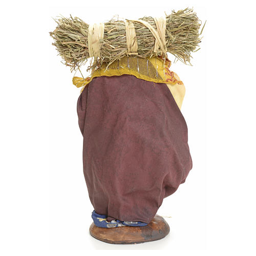 Neapolitan Nativity figurine, woman with straw bundle, 18 cm 3