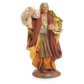 Neapolitan Nativity figurine, woman with sack, 18 cm