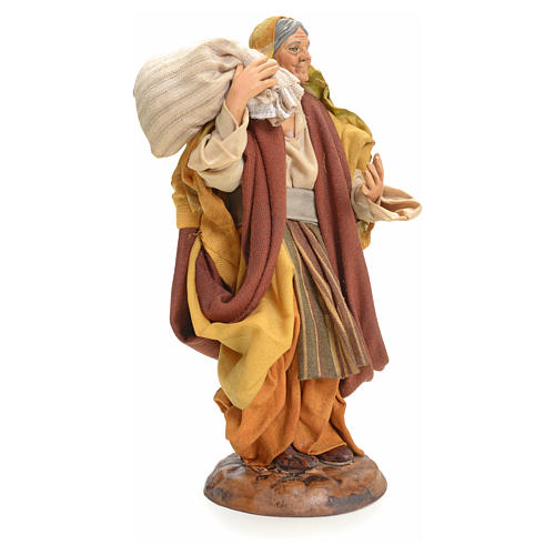 Neapolitan Nativity figurine, woman with sack, 18 cm 2