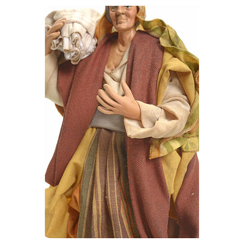 Neapolitan Nativity figurine, woman with sack, 18 cm 4