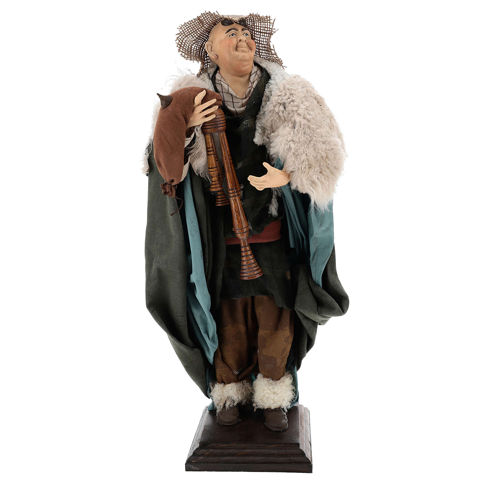 Santon De Crèche En Terre Cuite - Berger Portant Une Brebis - Hauteur 19 Cm - Fait Main En Italie, Peint à La Main - Décoration De Noël Traditionnelle