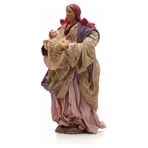 Frau mit Kind in Armen 30cm neapolitanische Krippe 2