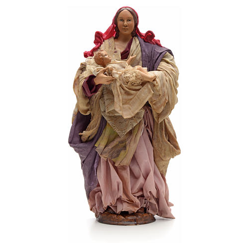 Neapolitan Nativity figurine, woman holding baby, 30 cm 1