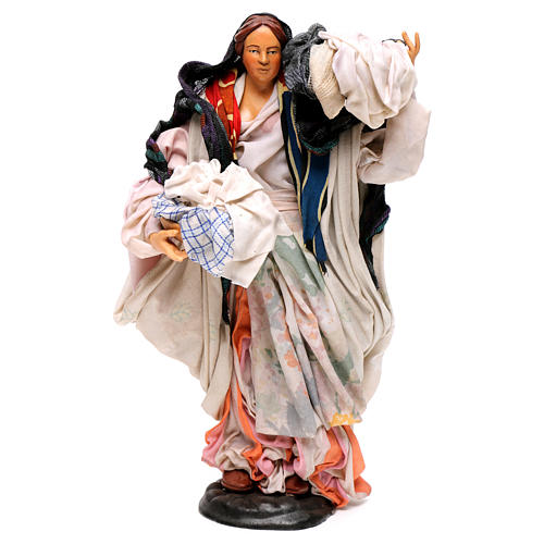 Neapolitan Nativity figurine, woman with basket of cloth 1