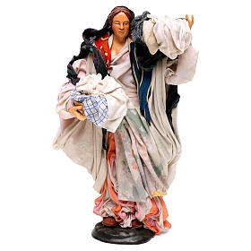 Donna con cesto di panni 30 cm presepe napoletano