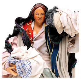 Mulher com cesta de roupa para presépio napolitano figuras 30 cm altura média