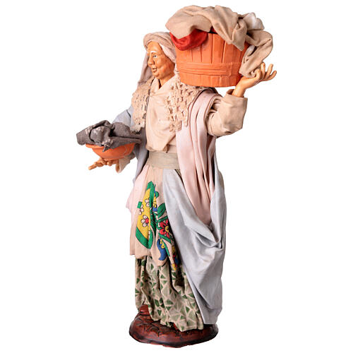 Neapolitan Nativity figurine, woman with basket of cloth 3