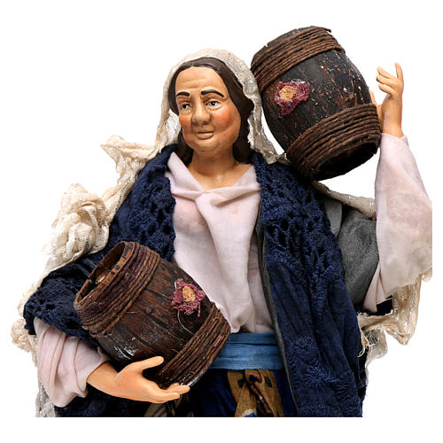 Neapolitan Nativity figurine, woman carrying cask, 30 cm 2