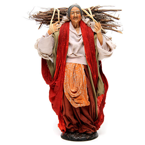 Neapolitan Nativity figurine, young woman with wood bundle, 30cm 1