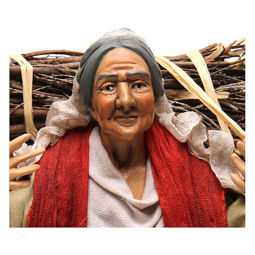 Neapolitan Nativity figurine, young woman with wood bundle, 30cm 2