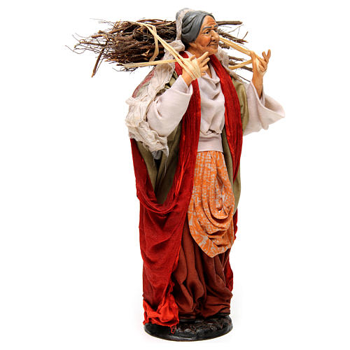 Neapolitan Nativity figurine, young woman with wood bundle, 30cm 4