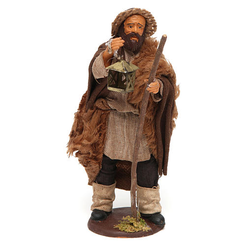 Neapolitan Nativity figurine, man with lantern and stick 14cm 1