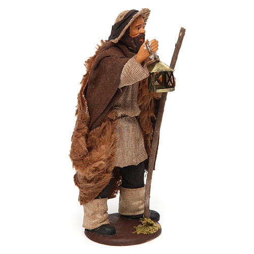 Neapolitan Nativity figurine, man with lantern and stick 14cm 4