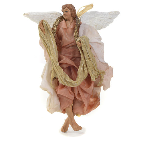 Neapolitan Nativity figurine, pink angel 14cm 1