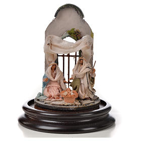 Natività Napoli terracotta stile arabo 11X16 cm campana di vetr