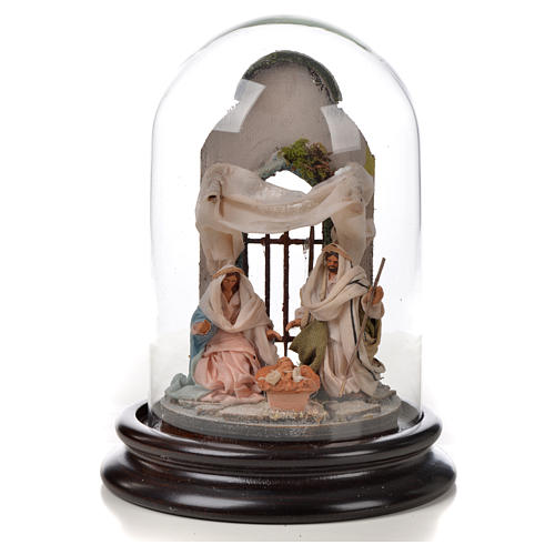 Natività Napoli terracotta stile arabo 11X16 cm campana di vetr 1