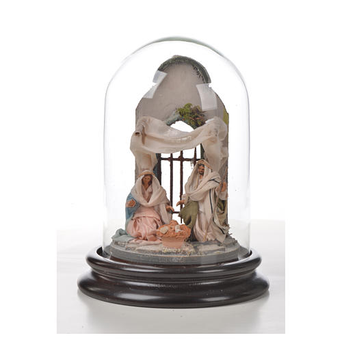 Neapolitan Nativity, Arabian style in glass dome 11x16cm 4