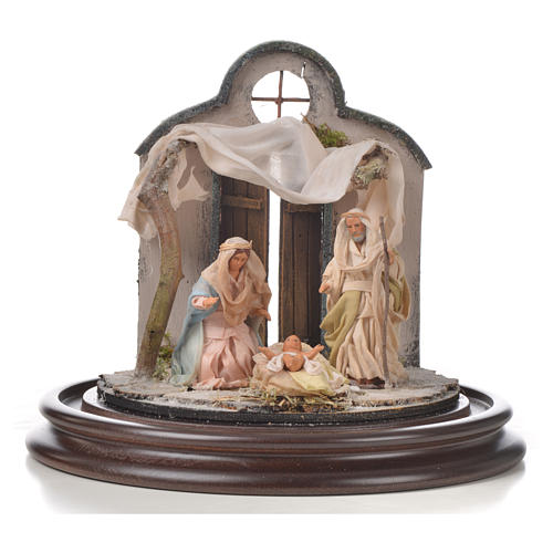Neapolitan Nativity, Arabian style in glass dome 20x20cm 2