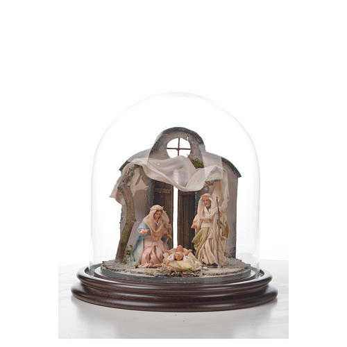 Neapolitan Nativity, Arabian style in glass dome 20x20cm 4