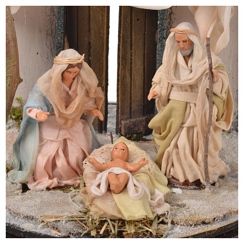 Natività Napoli terracotta stile arabo 20x20 cm campana vetro 3