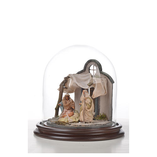 Neapolitan Nativity, Arabian style in glass dome 20x20cm 5