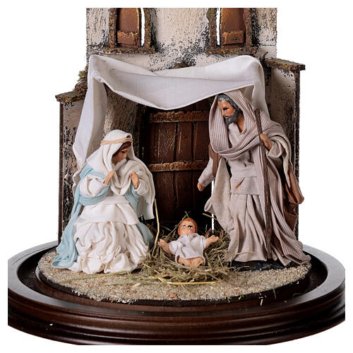 Neapolitan Nativity, Arabian style in glass dome 20x30cm 2