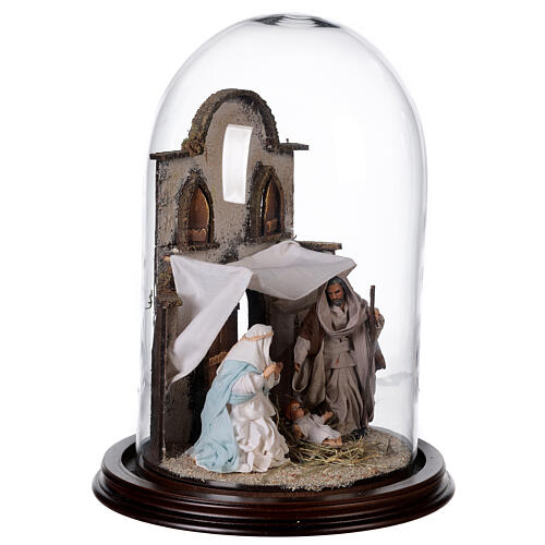 Neapolitan Nativity, Arabian style in glass dome 20x30cm 4