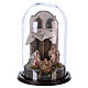 Natività Napoli terracotta stile arabo 25x40 cm campana di vetro s1