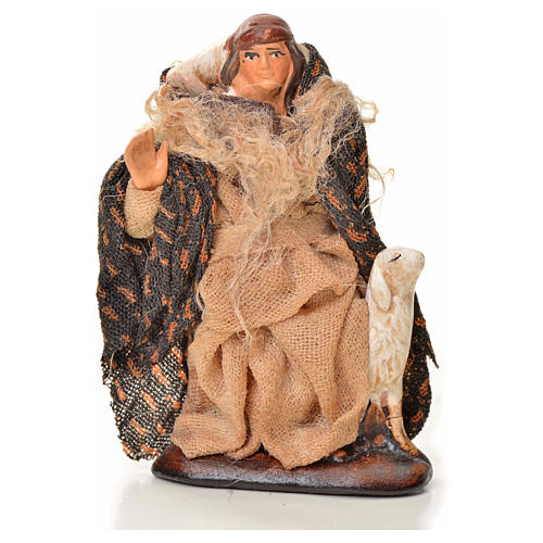 Neapolitan Nativity figurine, man with sheep, 6 cm 1