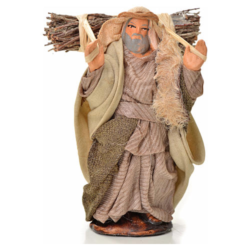 Neapolitan Nativity figurine, man with wood bundle, 6 cm 1