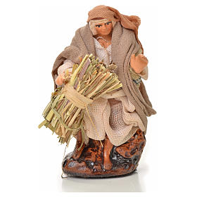 Neapolitan Nativity figurine, man with hay bundle, 6 cm