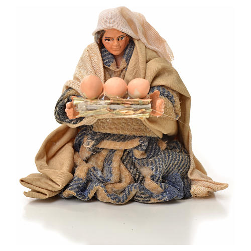 Mujer con cesta de huevos 6cm pesebre napolitano 1