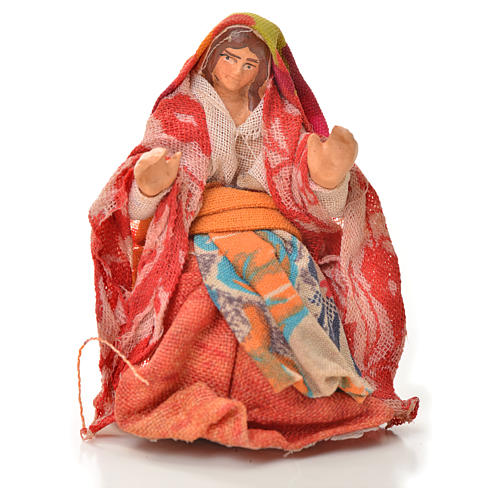 Neapolitan Nativity figurine, woman sitting 6 cm 1