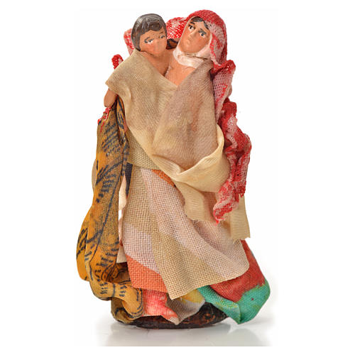 Neapolitan Nativity figurine, woman holding child 6 cm 1