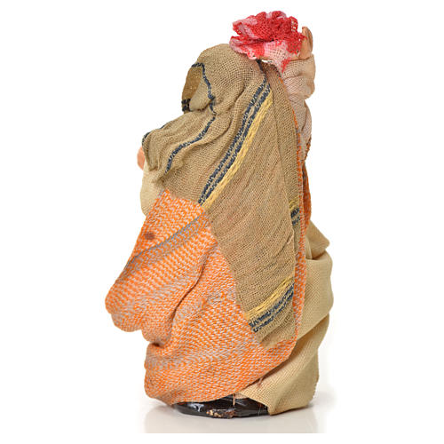 Neapolitan Nativity figurine, woman with cloth basket on head, 6 2