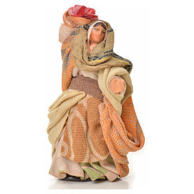 Neapolitan Nativity figurine, woman with cloth basket on head, 6