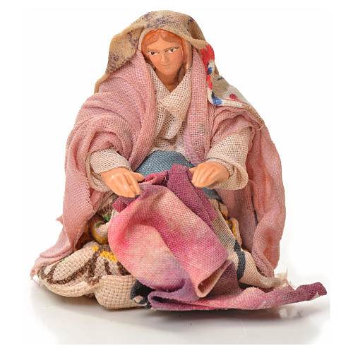 Neapolitan Nativity figurine, kneeling laundress, 6 cm 1