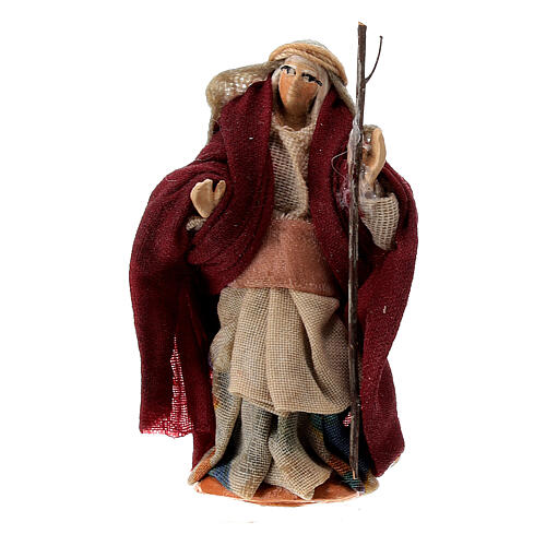 Neapolitan Nativity figurine, woman with stick, 6 cm 1