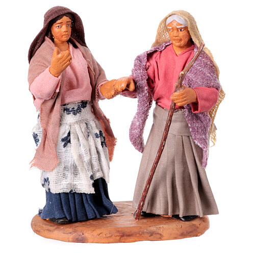 Anziane per mano 10 cm presepe napoletano 1