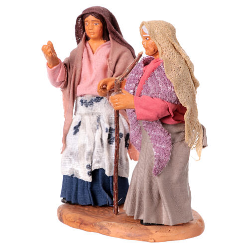 Mulheres idosas de mãos dadas 10 cm presépio Nápoles 2