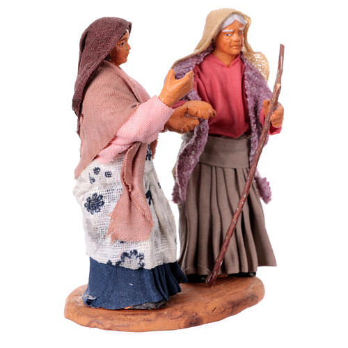 Mulheres idosas de mãos dadas 10 cm presépio Nápoles 3