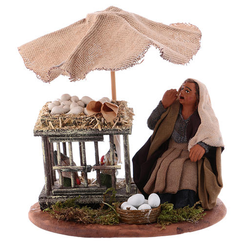 Woman with eggs sitting, Neapolitan Nativity 10cm 1