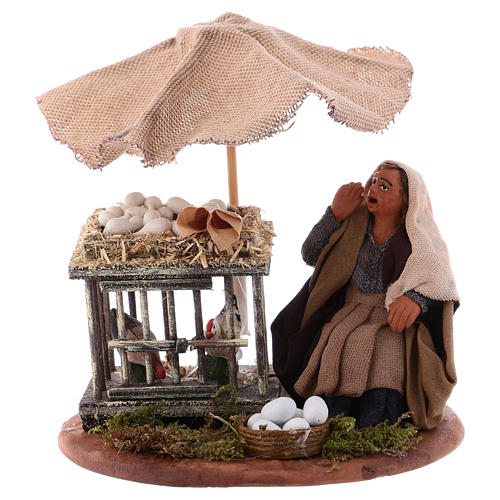 Donna con uova seduta 10 cm presepe napoletano 1