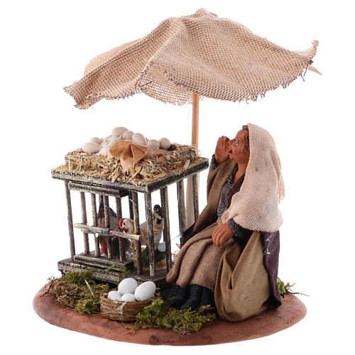Donna con uova seduta 10 cm presepe napoletano 2