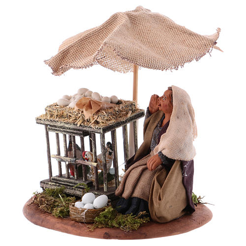 Woman with eggs sitting, Neapolitan Nativity 10cm 2