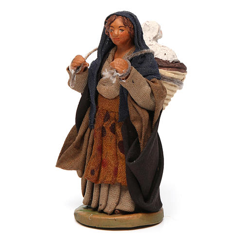 Femme avec panier et mouton 10 cm santon crèche napolitaine 2