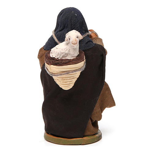 Femme avec panier et mouton 10 cm santon crèche napolitaine 4