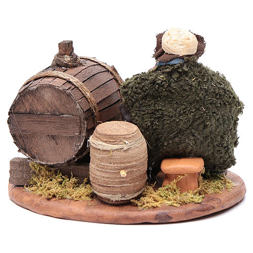 Drunkard with wooden cask, Neapolitan Nativity 10cm 4